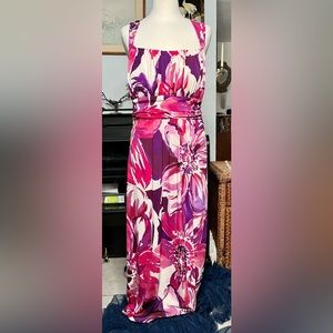 Bison Bisou maxi sun dress 20W pink purple floral beach poolside cross strap